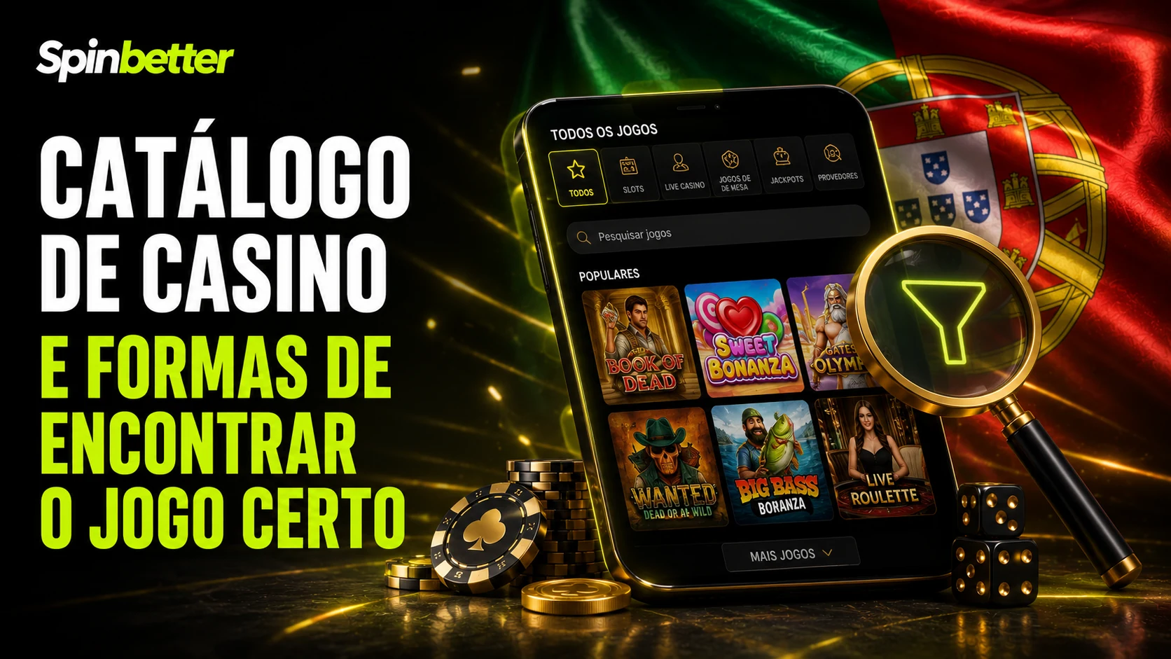 Catálogo do casino organizado por categoria